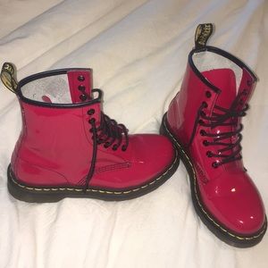 Glossy red Doc Marten boots size 7